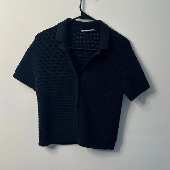 Everlane Black Knit Short Sleeve Top - Picture 1 of 5